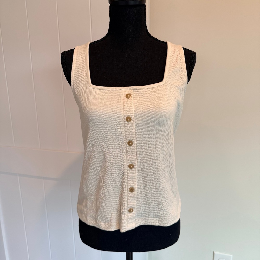 NWT Threads 4 Thought Jamila Smocked‎ Jersey Tank Off-White Cream Medium